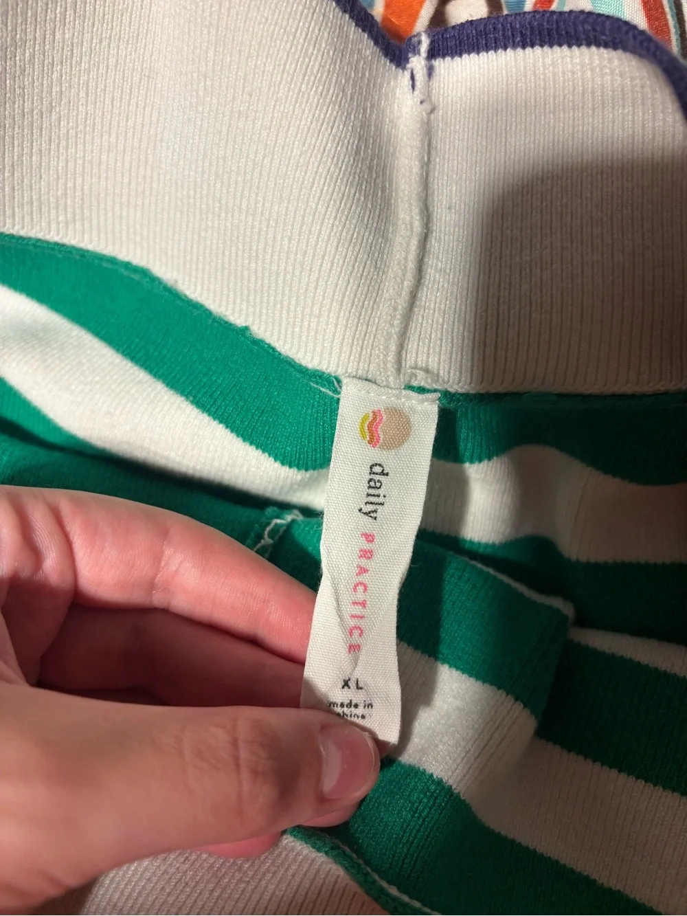 Daily Practice Green and White Striped Women’s Athletic Knit Shorts